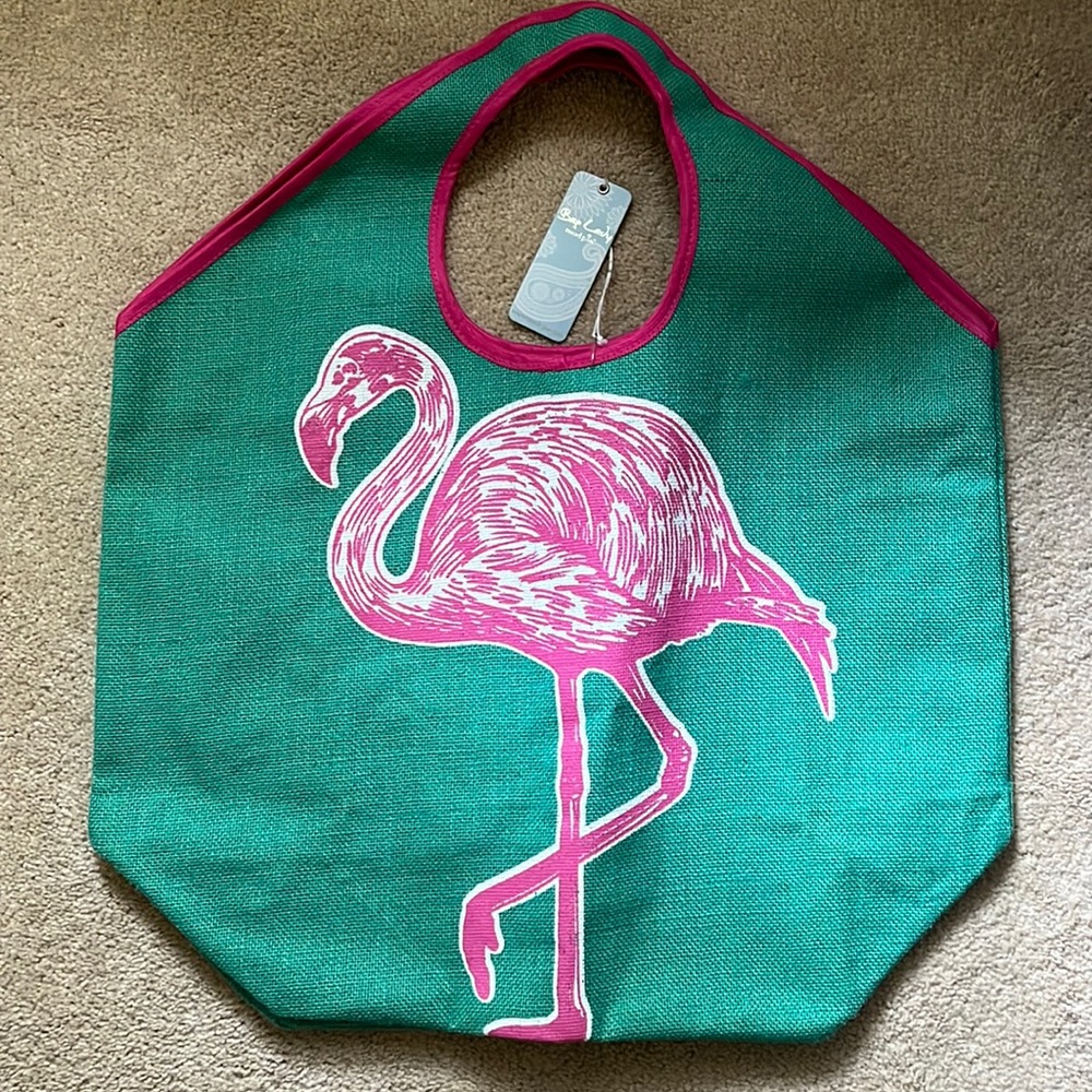 NWT, Mud pie flamingo tote bag